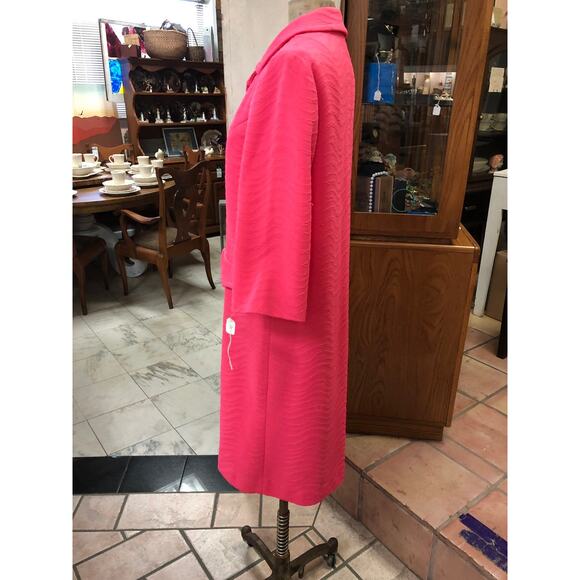 Vintage 1980s Women's Pink Jacket Coat Overcoat Long sleeve Knee length collar - Picture 4 of 9